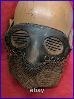 Maque facial tankiste anglais / artillerie spéciale France ww1 cuir métal maille
