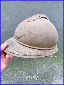 Militaria Casque Adrian Troupe Affique Moutarde Et Nominatif Ww1