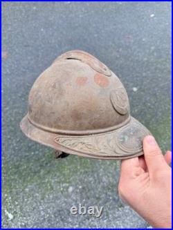 Militaria Casque Adrian Troupe Affique Moutarde Et Nominatif Ww1