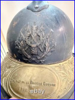 Militaria France Ww1 Rare Casque Adrian Intendance