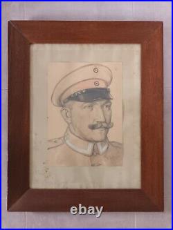 Militaria allemand 14-18 Portrait sous-officier signé et daté 1914