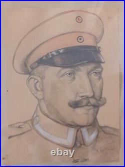 Militaria allemand 14-18 Portrait sous-officier signé et daté 1914