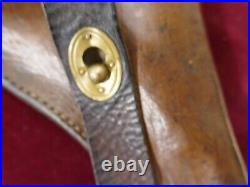 Militaria étui cuir fauve pour ordonnance espagnole 1892 WWI H28xL17cm marquages