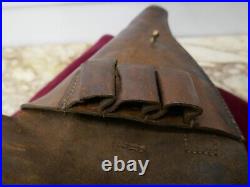 Militaria étui cuir fauve pour ordonnance espagnole 1892 WWI H28xL17cm marquages