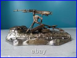 Mitrailleuse Hotchkiss 14-18 Métal Argenté Signé Ouvet Encrier Militaire