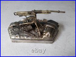 Mitrailleuse Hotchkiss 14-18 Métal Argenté Signé Ouvet Encrier Militaire