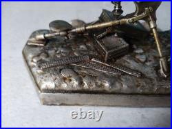 Mitrailleuse Hotchkiss 14-18 Métal Argenté Signé Ouvet Encrier Militaire