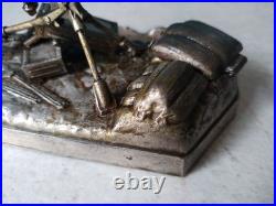 Mitrailleuse Hotchkiss 14-18 Métal Argenté Signé Ouvet Encrier Militaire