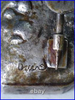 Mitrailleuse Hotchkiss 14-18 Métal Argenté Signé Ouvet Encrier Militaire