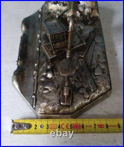 Mitrailleuse Hotchkiss 14-18 Métal Argenté Signé Ouvet Encrier Militaire