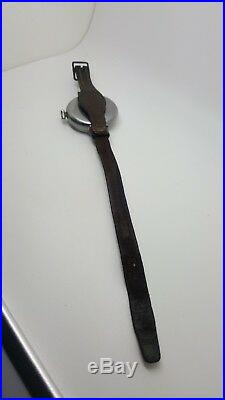 Montre de Poilu acier WW1 40mm 1914/1918 bracelet D'ORIGINE cuir RARE Révisée