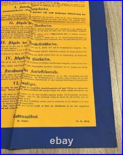 ORIGINAL WK Plakat Nürnberg 1916 Brot Fleisch Eier Rationierung Bekanntmachung