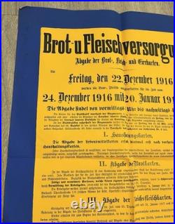 ORIGINAL WK Plakat Nürnberg 1916 Brot Fleisch Eier Rationierung Bekanntmachung