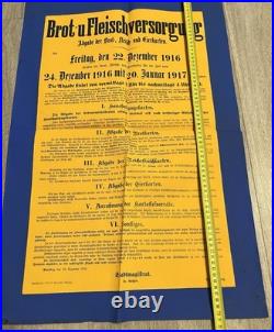 ORIGINAL WK Plakat Nürnberg 1916 Brot Fleisch Eier Rationierung Bekanntmachung