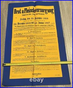 ORIGINAL WK Plakat Nürnberg 1916 Brot Fleisch Eier Rationierung Bekanntmachung