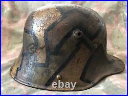 Original German WW1 M16 helmet with Mimikri camouflage