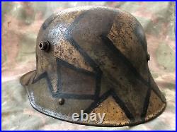 Original German WW1 M16 helmet with Mimikri camouflage
