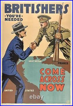 Original Vintage Affiche Britishers You'Re Nécessaire Première Guerre Mondiale