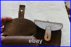 Paire Cartouchieres Cuir Marron Lebel Wwi Wwii Tbe
