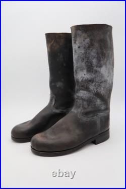 Paire de bottes en cuir-modèle militaire allemand WW1/WW2, ressemelées, P43