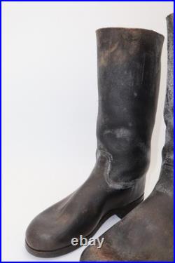 Paire de bottes en cuir-modèle militaire allemand WW1/WW2, ressemelées, P43