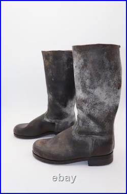 Paire de bottes en cuir-modèle militaire allemand WW1/WW2, ressemelées, P43