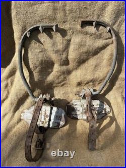 Paire de grimpettes / griffes monteur de ligne Allemand ww1 radio téléphone