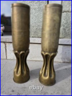 Paire de vases artisanat de tranchée Douilles obus 75 mm Guerre 14-18
