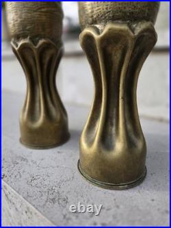 Paire de vases artisanat de tranchée Douilles obus 75 mm Guerre 14-18
