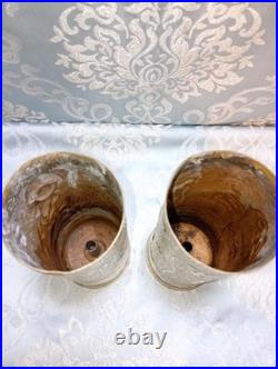 Paire de vases fait à partir de douilles obus en laiton H 20.5 cm Ø 8 cm. 1917