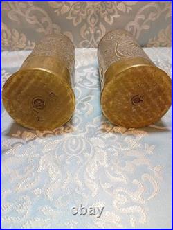 Paire de vases fait à partir de douilles obus en laiton H 20.5 cm Ø 8 cm. 1917