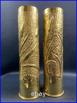 Paire douilles d'obus hérons travail de tranchée poilus 1ère Guerre Mondiale WW1