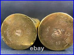 Paire douilles d'obus hérons travail de tranchée poilus 1ère Guerre Mondiale WW1