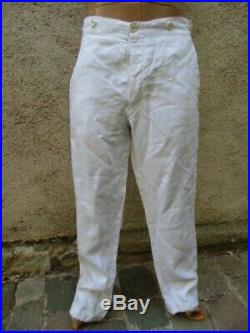 Pantalon Troupes Coloniales Blanc En Coton Lin Guerre 14-18 / Marine Nationale