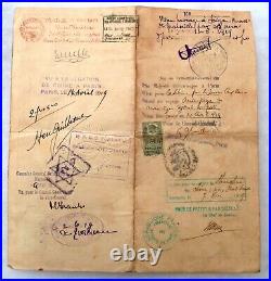 Passeport France 1919 pour la Chine Shanghai via Port Said Colombo Hanoi épouse