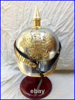 Pickelhaube Pointe Première Guerre Mondiale Allemand Inox & Laiton Prussien