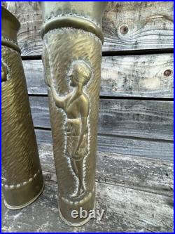 Pin-up Paire de Douille Travail de Poilu Ancien WW1 Soldat Trench Art