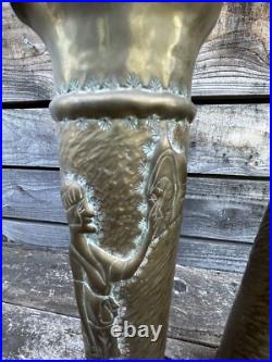 Pin-up Paire de Douille Travail de Poilu Ancien WW1 Soldat Trench Art