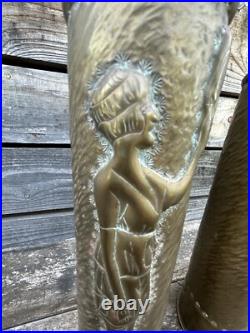 Pin-up Paire de Douille Travail de Poilu Ancien WW1 Soldat Trench Art