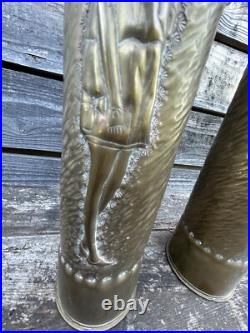 Pin-up Paire de Douille Travail de Poilu Ancien WW1 Soldat Trench Art