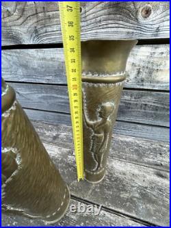 Pin-up Paire de Douille Travail de Poilu Ancien WW1 Soldat Trench Art