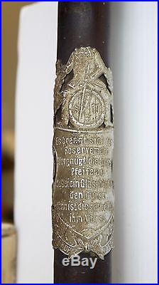 Pipe De Reserviste De L'armee Allemande En Bois Decor Porcelaine Bronze (b994)