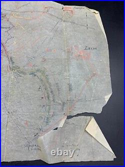 Plan carte tranchée faite à la main région de LAXOU WW1 1914 1918