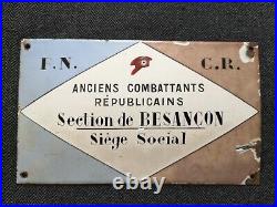 Plaque Émaillée Anciens Combattants Républicains Section De Besançon Époque 1930