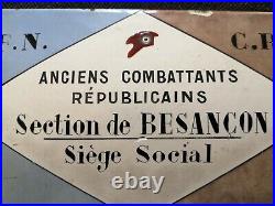 Plaque Émaillée Anciens Combattants Républicains Section De Besançon Époque 1930