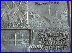 Plaque SOUVENIR DE CAPTIVITE CAMP DES ALLIEES ALLEMAGNE 1914 1917 NOMINATIVE