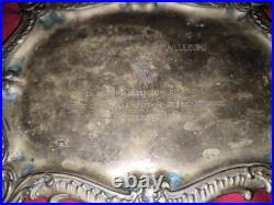 Plateau metal argenté offert pour médailles 2 citations en 1916 à un poilu ww1