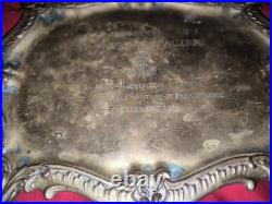 Plateau metal argenté offert pour médailles 2 citations en 1916 à un poilu ww1