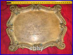 Plateau metal argenté offert pour médailles 2 citations en 1916 à un poilu ww1