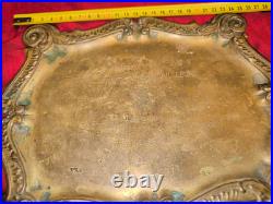 Plateau metal argenté offert pour médailles 2 citations en 1916 à un poilu ww1